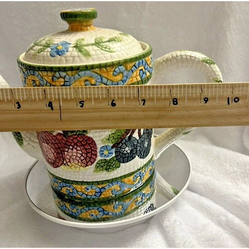 Teapot Jay Import  Co  Fruit Mosaic Teapot 1997
